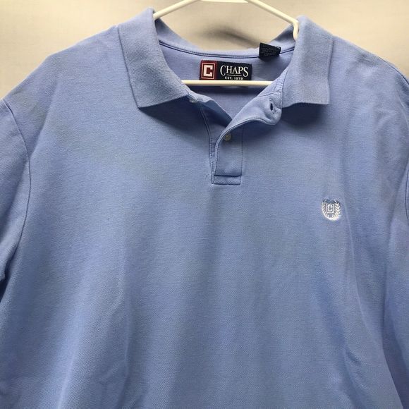 Chaps Light Blue Polo Shirt Men's Size XL XLarge 100% Cotton - Picture 2 of 7